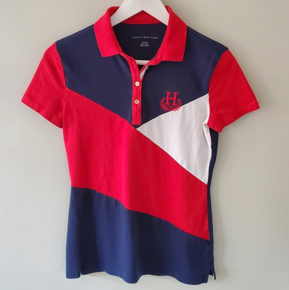 Tommy Hilfiger XS Vintage Y2K Old Money Country Club Preppy Tricolour Block Polo - Picture 1 of 11